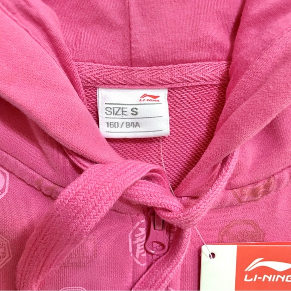 Li-Ning•NWT•S•Hot Pink•Full-Zip Fleece Hoodie•Embroidered Patches + Sleeve Cuff - Picture 12 of 16